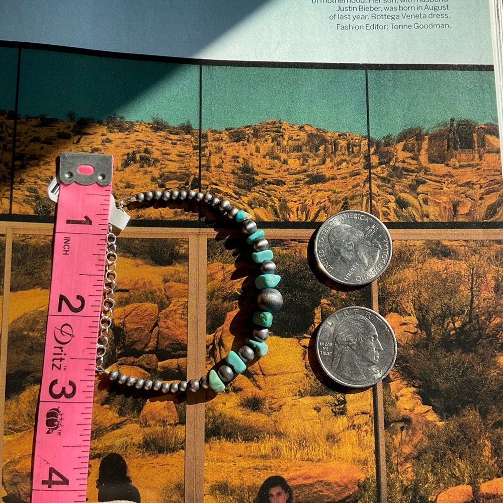 Turquoise and STERLING Silver Beaded Bracelet🆕️ - Picture 4 of 4